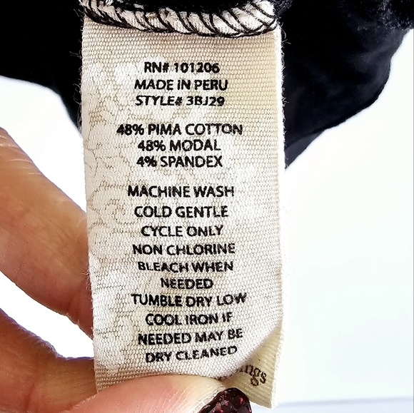 Soft Surroundings Cross Over 3/4 Sleeve Black Blouse Women's Size Petite XL - Picture 4 of 6